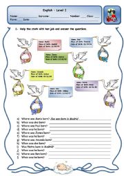 English Worksheet: WHEN/WHERE WERE THEY BORN?