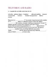 English worksheet: television and radio