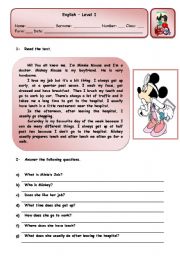 English Worksheet: MINNIES ROUTINE