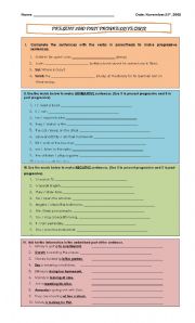 English worksheet: Present and Past Progressive Quiz