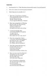 English Worksheet: Limericks