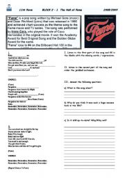 English Worksheet: Fame- song