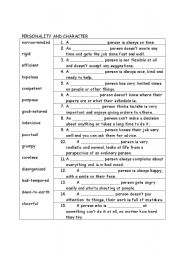 English Worksheet: Personality and character 
