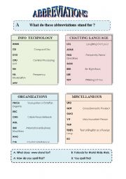 English Worksheet: Abbreviations