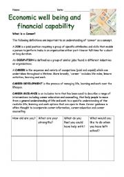 English Worksheet: Introduction to economical well being and financial capability