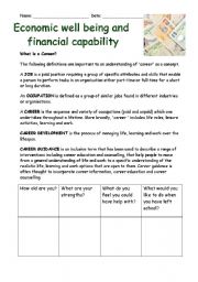 English worksheet: Introduction to economical well being and financial capability