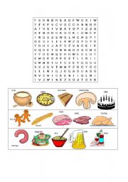 English Worksheet: Food word search game