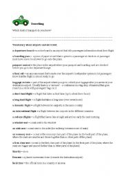 English worksheet: Traveling