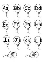 English Worksheet: Alphabet Balloons