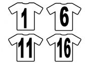 English worksheet: Number T-Shirts