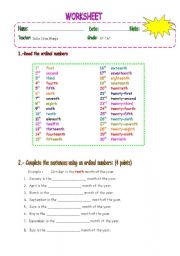 English Worksheet: my birthday is on ...