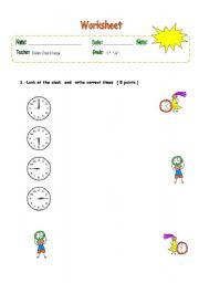 English worksheet: the time