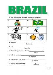 English Worksheet: BRAZIL - Guided Writing 2