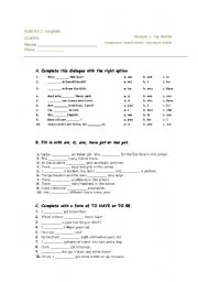 English Worksheet: To be VS to have