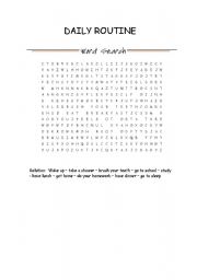 daily routine wordsearch