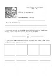 English worksheet: Were Off to Find the Witchs House Comprehension Worksheet (Use with Book)