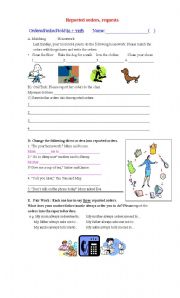 English worksheet: Reported orders
