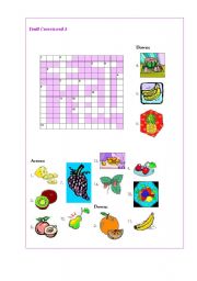 English Worksheet: Fruits Crossword