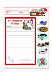 English Worksheet: MY CHRISTMAS WISHLIST