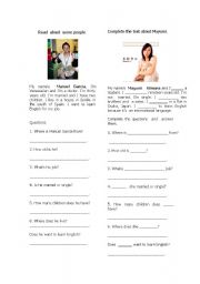 English Worksheet: read about  people