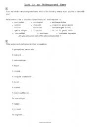 English Worksheet: Lost in an underground cave