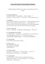 English Worksheet: Very useful conversation phrases