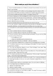 English Worksheet: What would you say in these situations ?