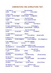 English Worksheet: COMPARATIVES AND SUPERLATIVES TEST.