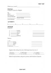 English Worksheet: First Test
