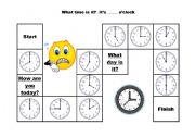 English Worksheet: What time is it? board game.