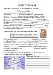 English Worksheet: adjectives gap filling