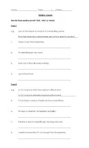 English Worksheet: Relative Clauses