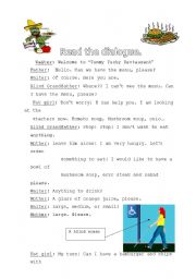 English Worksheet: restaurant dialogue