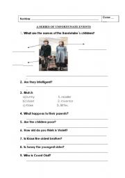 English Worksheet: A series of unfortunate events 