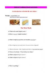 English Worksheet: British traditional foods and drinks