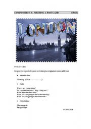 English Worksheet: Writing a postcard