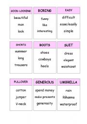 Taboo with Clothes Vocabulary and Adjectives for People Description