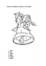 English Worksheet: Colour the Christmas drawings according to the numbers (4 pages)