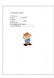 English worksheet: Write about yourself