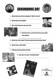 English Worksheet: Groundhog Day worksheet