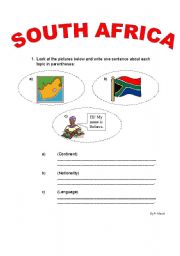 English worksheet: SOUTH AFRICA - Guided Writing
