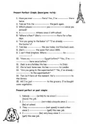 English Worksheet: Present Perfect Simple (been/gone-to/in)