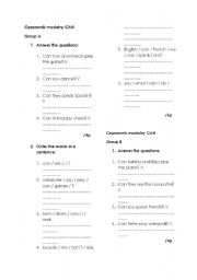 English Worksheet: Flash test - can for abilities