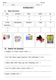 English Worksheet: After school worksheet