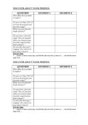 English Worksheet: Discussion about kind of music