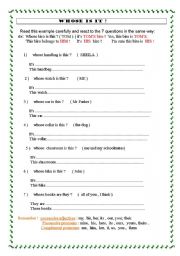 English worksheet: WHOSE IS IT ? 