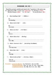 English Worksheet: WHOSE IS IT ? 