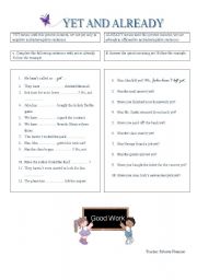 English Worksheet: yet and already