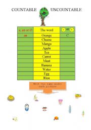 English worksheet: countabl  