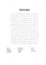 English worksheet: Animals